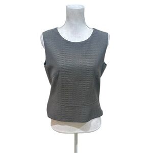 Carlisle taupe Textured sleeveless structured blouse Top lined side zip size 8